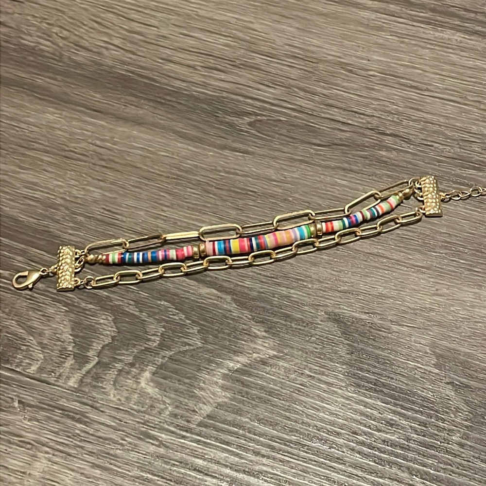 Gold and multicolor bead bracelet